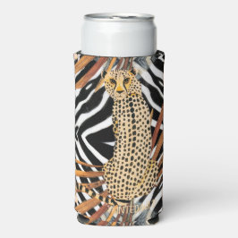 Wild Cheetah ワインタンブラー - アフリカの野生生物アート スリム缶クーラー