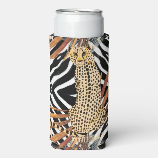 Wild Cheetah Wine Tumbler – African Wildlife Art  スリム缶クーラー (Seltzer正面)