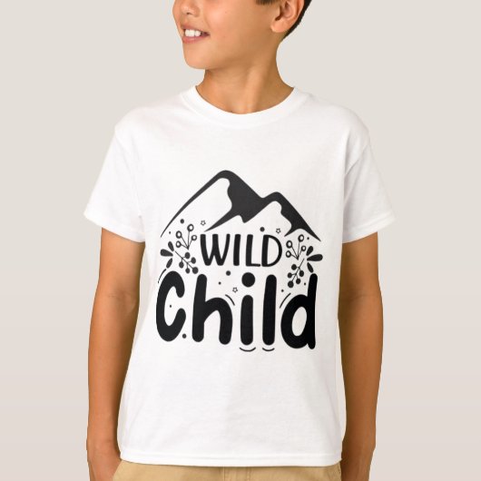 Wild Child キッズTシャツ - 冒険心あふれる山 Tシャツ (正面)