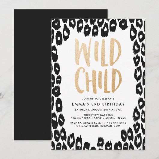 Wild Child | バースデーパーティーの招待状 招待状 (正面/裏面)