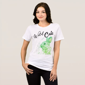 Wild Cute – うさぎデザイン レディースTシャツ トライブレンドTシャツ
