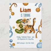 Wild & Cute Tiger 3rd Birthday Invitation 招待状 (正面)