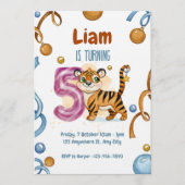 Wild & Cute Tiger 5th Birthday Invitation 招待状 (正面)
