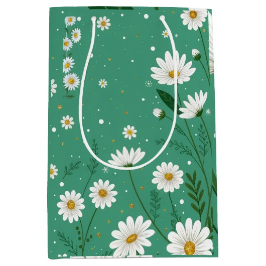 Wild Daisy Botanical Sage Green Gift Bag ミディアムペーパーバッグ (正面)