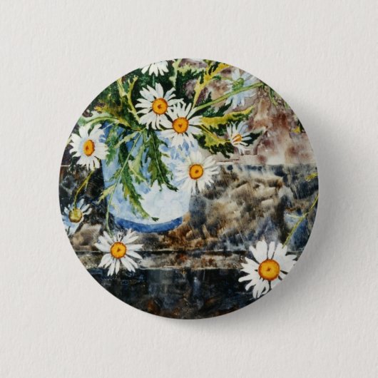 「Wild Dasies on a Shelf」フローラ・ボタン 缶バッジ (正面)