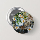 「Wild Dasies on a Shelf」フローラ・ボタン 缶バッジ (正面&裏面)