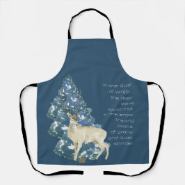 Wild Deer Footprints in Snow – Winter Nature Art エプロン