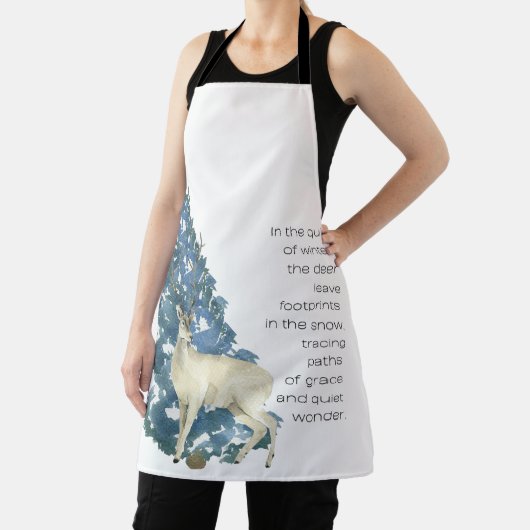 Wild Deer Footprints in Snow – Winter Nature Art エプロン (インサイチュ)
