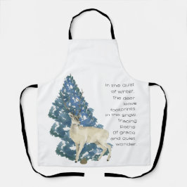 Wild Deer Footprints in Snow – Winter Nature Art エプロン