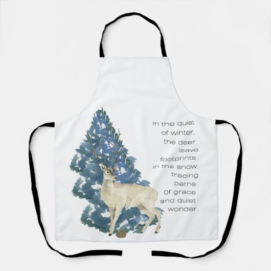 Wild Deer Footprints in Snow – Winter Nature Art エプロン (正面)