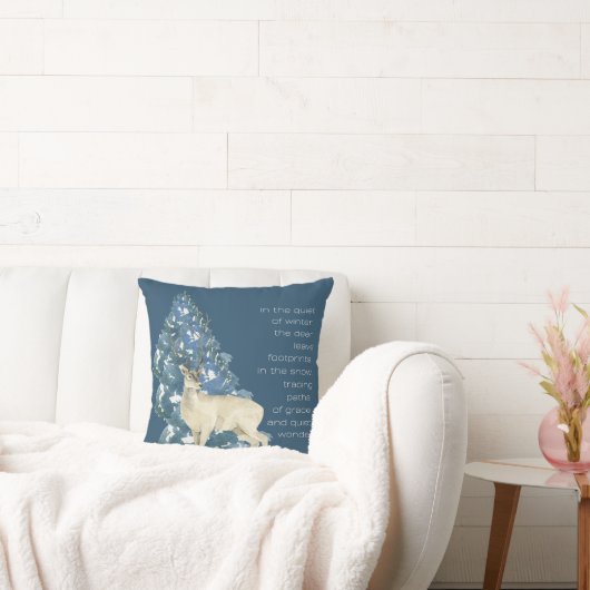 Wild Deer Footprints in Snow – Winter Nature Art クッション (ソファ)