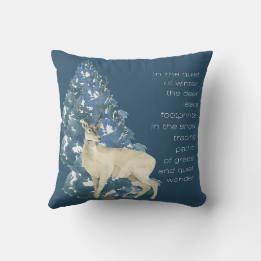 Wild Deer Footprints in Snow – Winter Nature Art クッション (裏面)