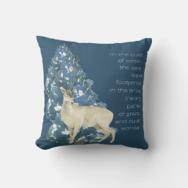 Wild Deer Footprints in Snow – Winter Nature Art クッション