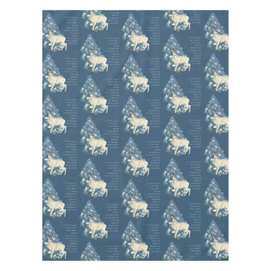 Wild Deer Footprints in Snow – Winter Nature Art テーブルクロス (正面)