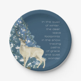 Wild Deer Footprints in Snow – Winter Nature Art ペーパープレート