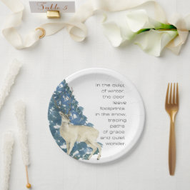 Wild Deer Footprints in Snow – Winter Nature Art ペーパープレート