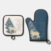 Wild Deer Footprints in Snow – Winter Nature Art 鍋つかみ&鍋敷きセット (正面)