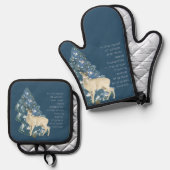 Wild Deer Footprints in Snow – Winter Nature Art 鍋つかみ&鍋敷きセット (正面/裏面)