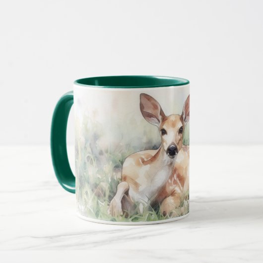 Wild Deer Resting in a Meadow Art Mug Cup マグカップ (正面左)