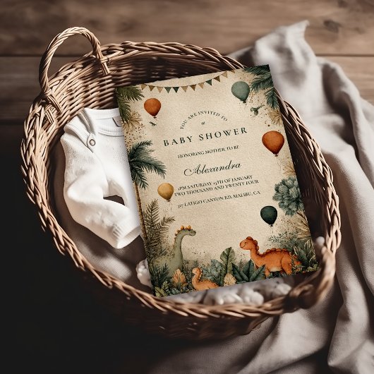 Wild Dino Forest Baby Shower 招待状