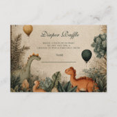 Wild Dino Forest Baby Shower Diapper Raffle エンクロージャーカード (正面)