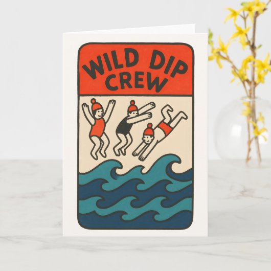 Wild Dip Crew – Sea Swimming Friends Design カード (黄色い花)