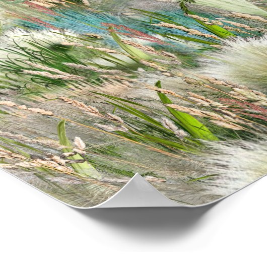 Wild Eco-friendly Grasses & Spring flowers ポスター (角)