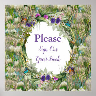 Wild Eco-friendly Grasses & Spring flowers ポスター