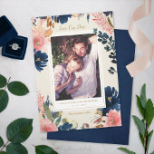 Wild Elegance | Navy Blush & Gold Save the Date 案内状