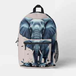 Wild Elephant Backpack, Animal Print School Travel プリントバックパック