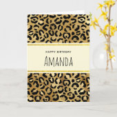 Wild & Exetic Leopard Print Pattern誕生日 カード (黄色い花)