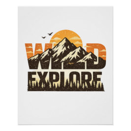 Wild Explore Vintage Mountain Adventure Outdoor ポスター