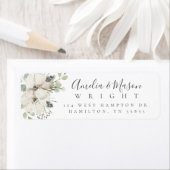 Wild Floral Blooms Elegant Script Return Address  ラベル (インサイチュ)