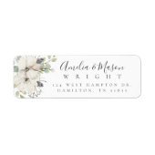 Wild Floral Blooms Elegant Script Return Address  ラベル (正面)