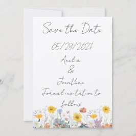 Wild floral Customisable Save the Date card 招待状