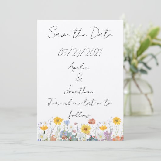 Wild floral Customisable Save the Date card 招待状 (スタンド正面)