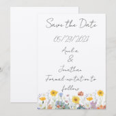 Wild floral Customisable Save the Date card 招待状 (正面/裏面)