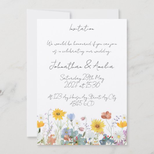 Wild floral Customisable Wedding Invitation  招待状 (正面)