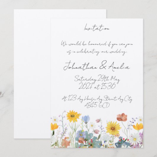 Wild floral Customisable Wedding Invitation  招待状 (正面/裏面)