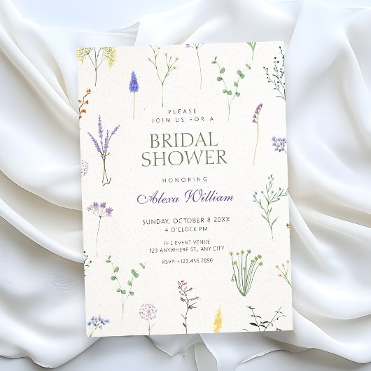 Wild florals bridal shower 招待状