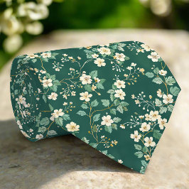 Wild Florals Leaves Nature Green Pattern ネクタイ