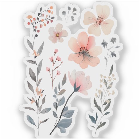 Wild Flower-Floral-Cute シール (正面)