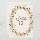 Wild Flower Marigold Foliage Wedding Table Number 招待状 (正面/裏面)