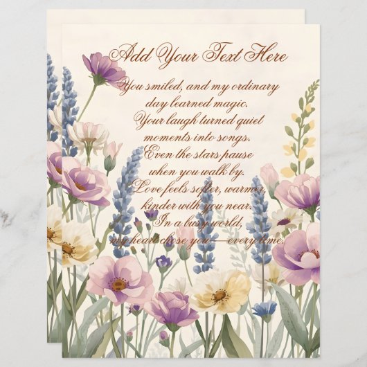 Wild Flower with Custom Text Scrapbook Paper (正面/裏面)