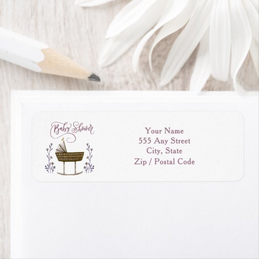 Wild Flowers and Balloon Baby Shower ラベル (インサイチュ)
