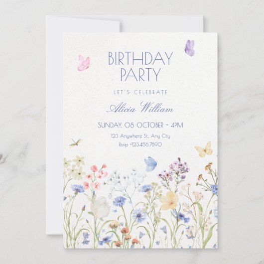 Wild flowers birthday 招待状 (正面)