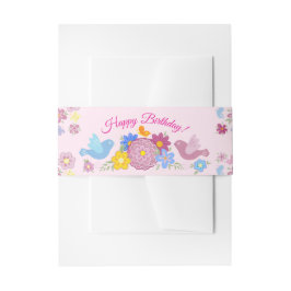 Wild Flowers Garden Birds パターン バースデー 招待状ベリーバンド