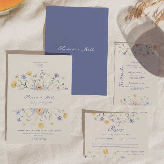 Wild Flowers Hand Written Wedding RSVP Card