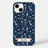 Wild Flowers Pattern Blue navy Background Case-Mate iPhoneケース (裏面)