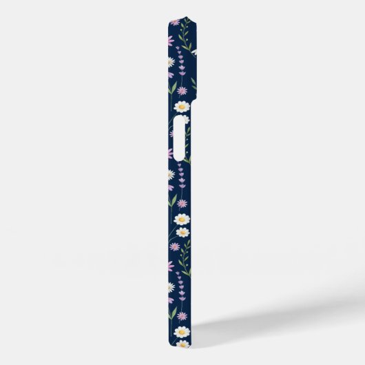 Wild Flowers Pattern Blue navy Background Case-Mate iPhoneケース (裏面 / 右)